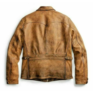 1920's Newboy Vintage Look Distressed Tan Real Leather Jacket Men Coat
