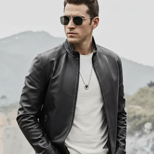 Men's Black Leather Motorcycle Jacket
