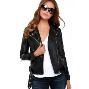 Women's Genuine real Leather Black Motorcycle Slim Fit Designer Biker Jacket