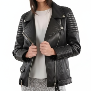 Genuine real Leather Jacket for Women | Slim Fit Black Biker Bomber Coat