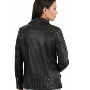 Genuine real Leather Jacket for Women | Slim Fit Black Biker Bomber Coat