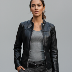 Women's Black Real Leather Biker Jacket