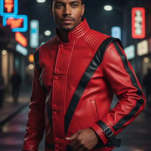 Michael Jackson Thriller Red Leather Jacket