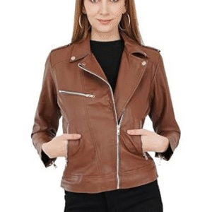 Aaron Craft Women's real Leather Bomber Biker Jacket