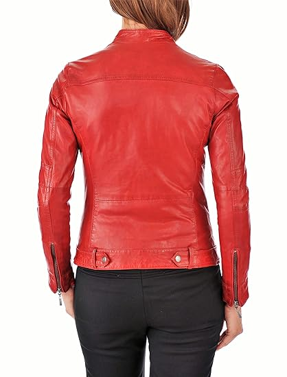 Aaron Craft Women's real Leather Bomber Biker Jacket - Image 2
