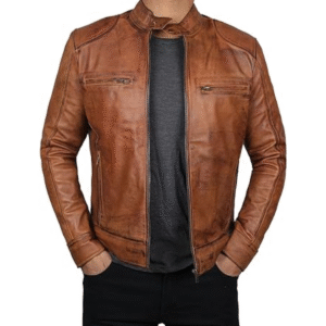 Antique Motorcycle Brown Real Leather Biker Jacket For Men's
