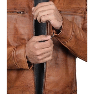 Antique Motorcycle Brown Real Leather Biker Jacket For Men's