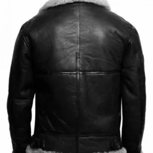 Aviator Black RAF B3 Shearling Grey Fur Leather Jacket