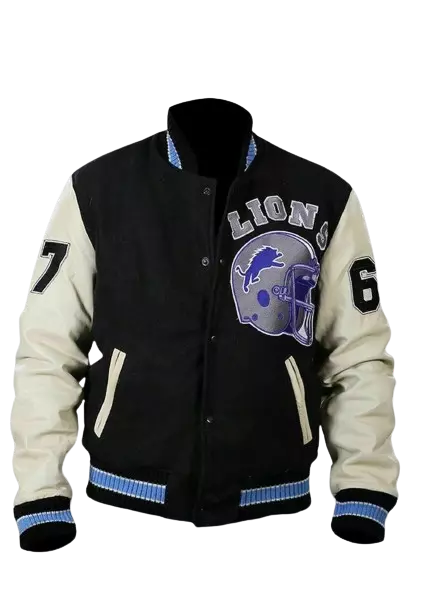 Beverly Hills Cop Axel Foley Detroit Lions Vintage Wool/Leather Jacket - Image 3