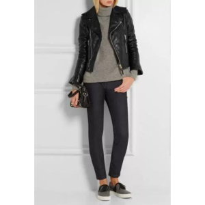 Black Women's real Slim Fit Biker Style Real Leather Jacket