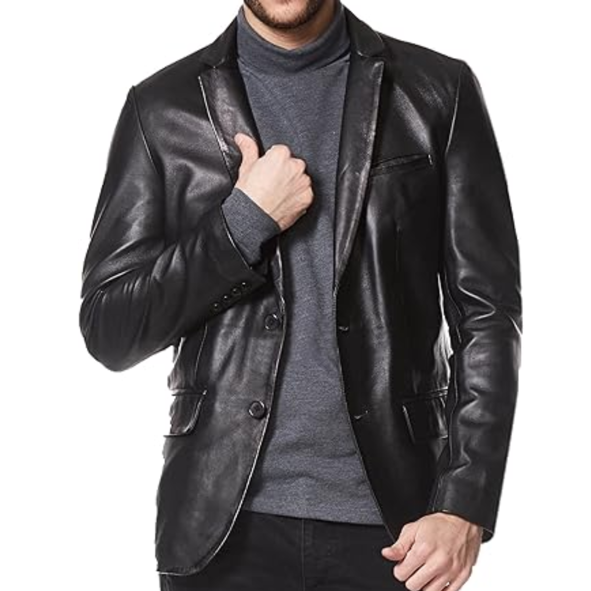 Black Diamond Quilted Leather Coat With Brown Detailing Men's Coat