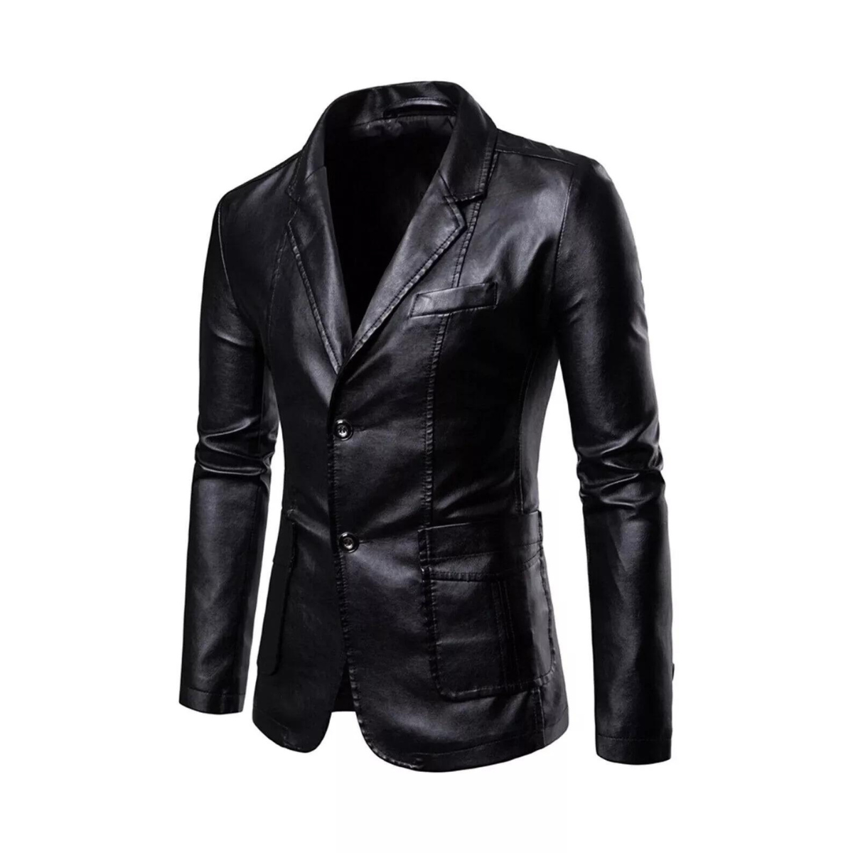 Black Diamond Quilted Leather Coat With Brown Detailing Men's Coat - Image 3