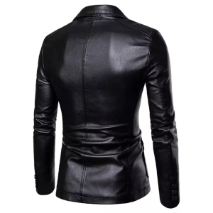 Black Diamond Quilted Leather Coat With Brown Detailing Men's Coat