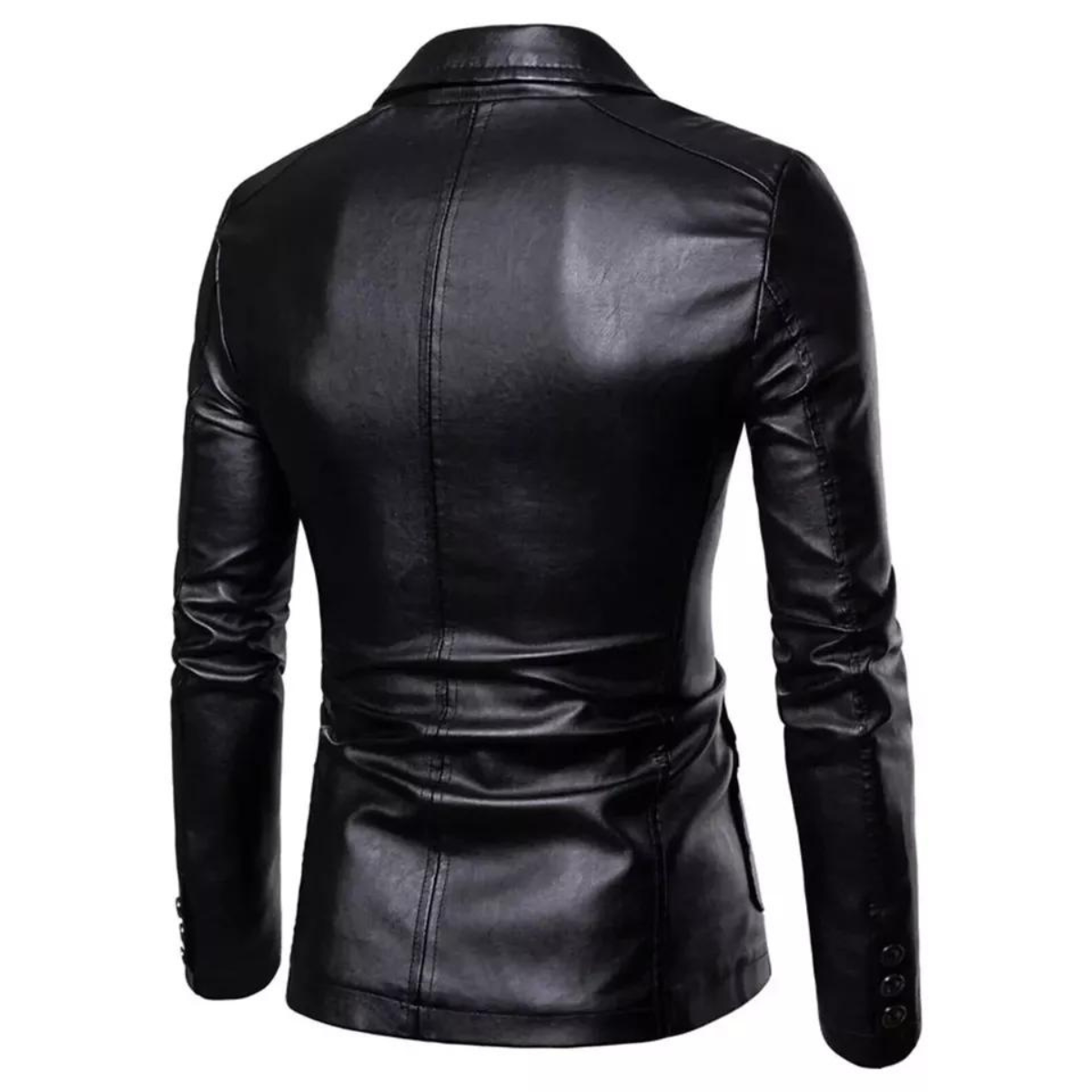 Black Diamond Quilted Leather Coat With Brown Detailing Men's Coat - Image 2