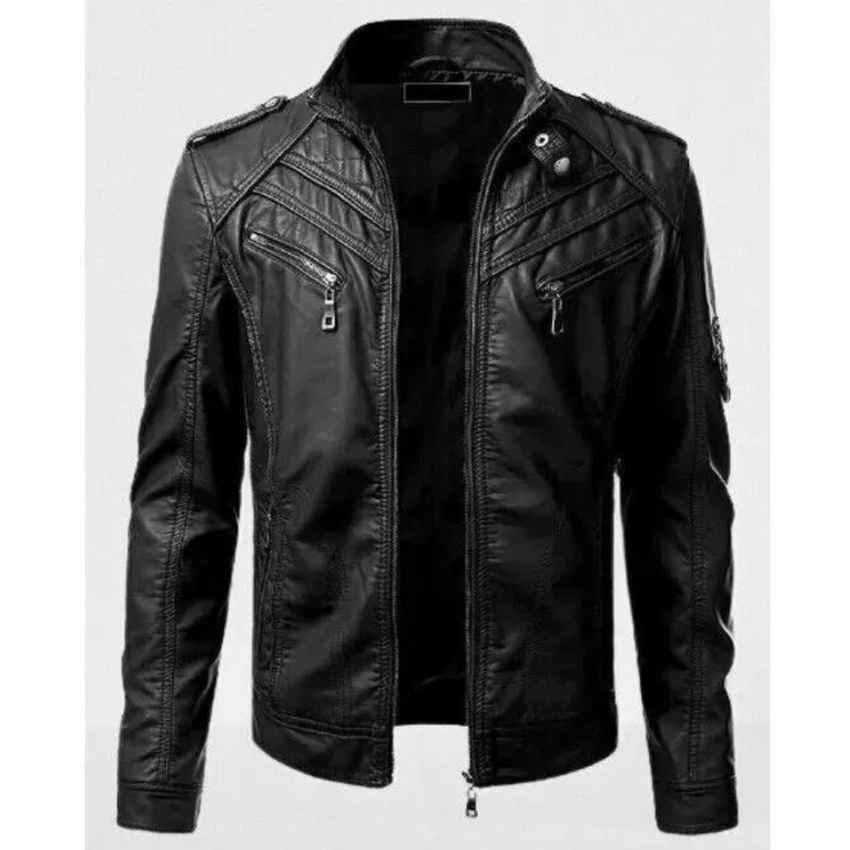 Black Leather Biker Fashion Jacket for Men, Men Leather Outerwear