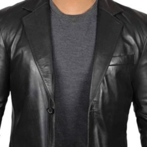 Black Real real Leather Blazer for Men