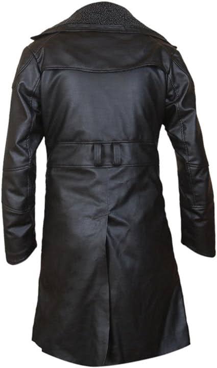 Blade Runner 2049 Office K Ryan Gosling Cosplay Mens Fur Shearling Collar Winter Leather Tranch Coat - Image 2