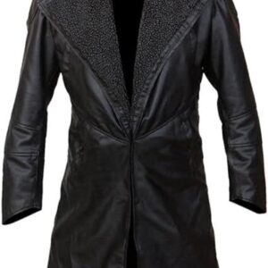 Blade Runner 2049 Office K Ryan Gosling Cosplay Mens Fur Shearling Collar Winter Leather Tranch Coat