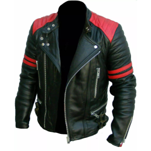 Brando Classic Biker Red and Black Vintage Real Leather Jacket for men