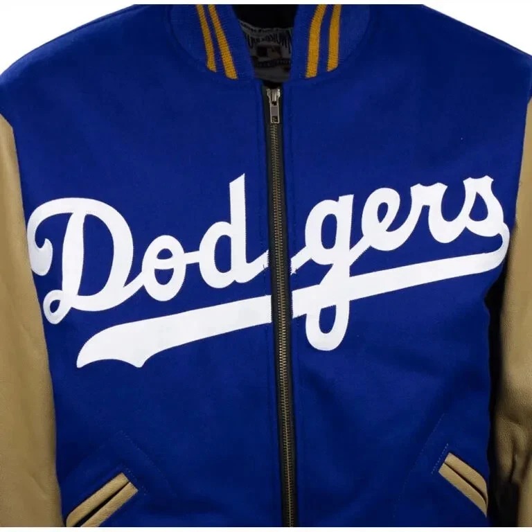 Brooklyn Dodgers 1951 Wool & Leather Full-Zip Varsity Letterman Men's Jacket - Image 5
