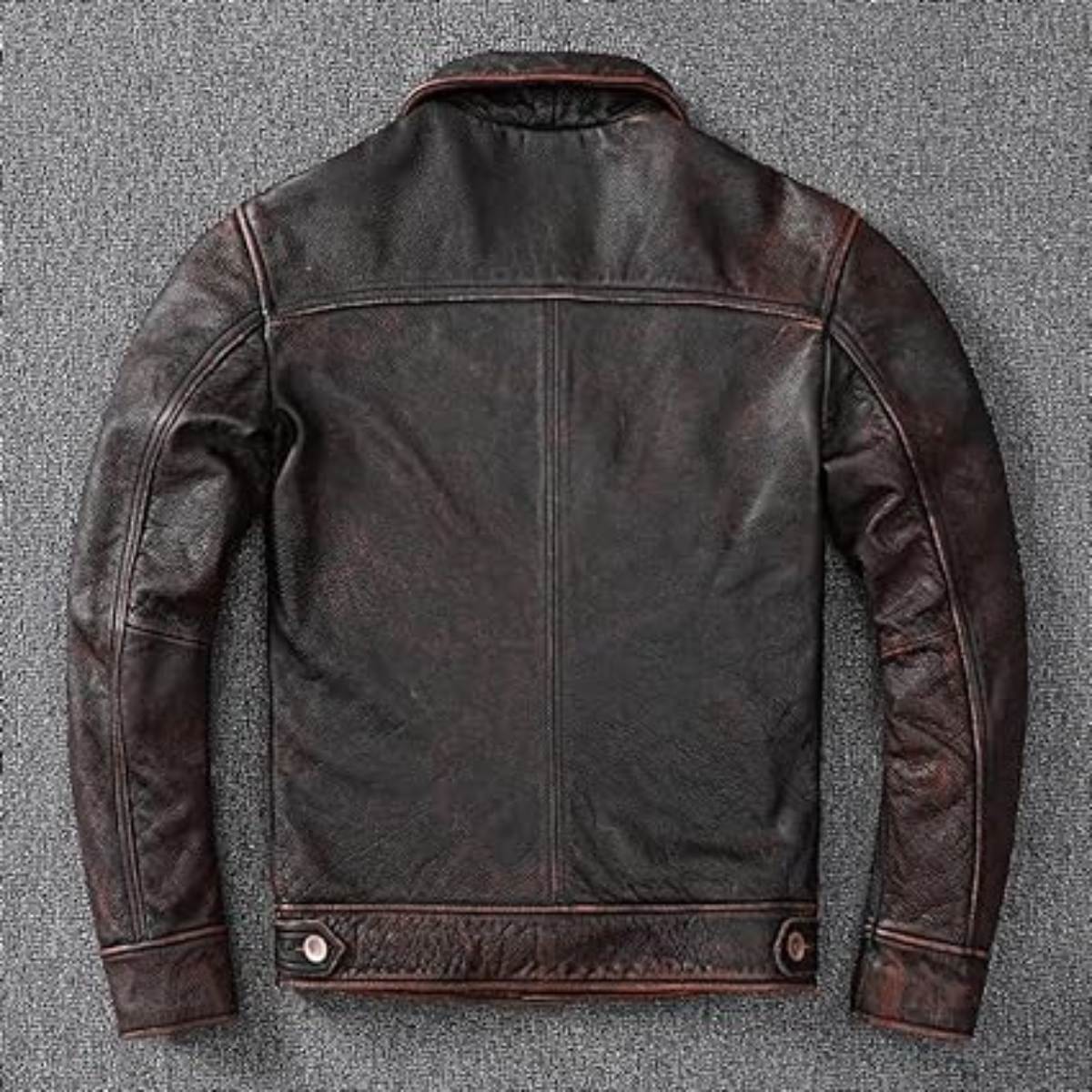 Brown Utility Style Denim Jacket Leather Jacket Coat Men Clothes - Image 3