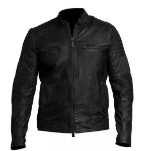 Cafe Racer Black Distressed Leather Jacket