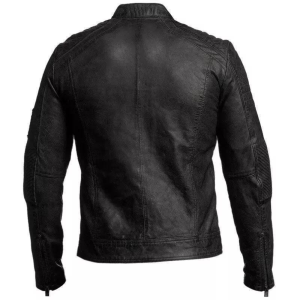 Cafe Racer Black Distressed Leather Jacket