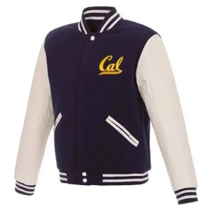 California Golden Bears Navy Blue Wool and Genuine Leather Varsity Men's Jacket