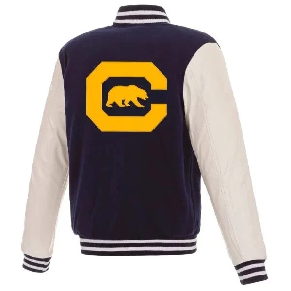 California Golden Bears Navy Blue Wool and Genuine Leather Varsity Men's Jacket - Image 3