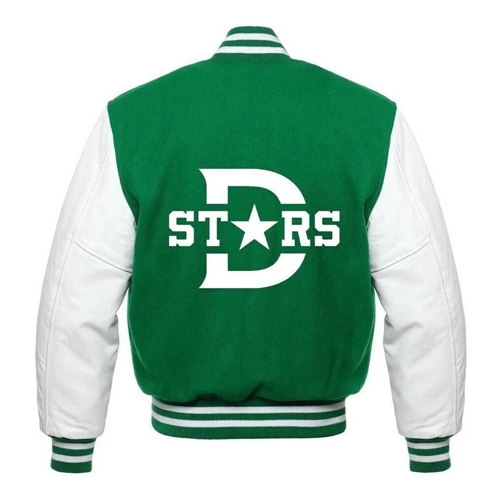 Dallas Stars Classic Green Wool Genuine Leather Sleeves Varsity Letterman Jacket - Image 2