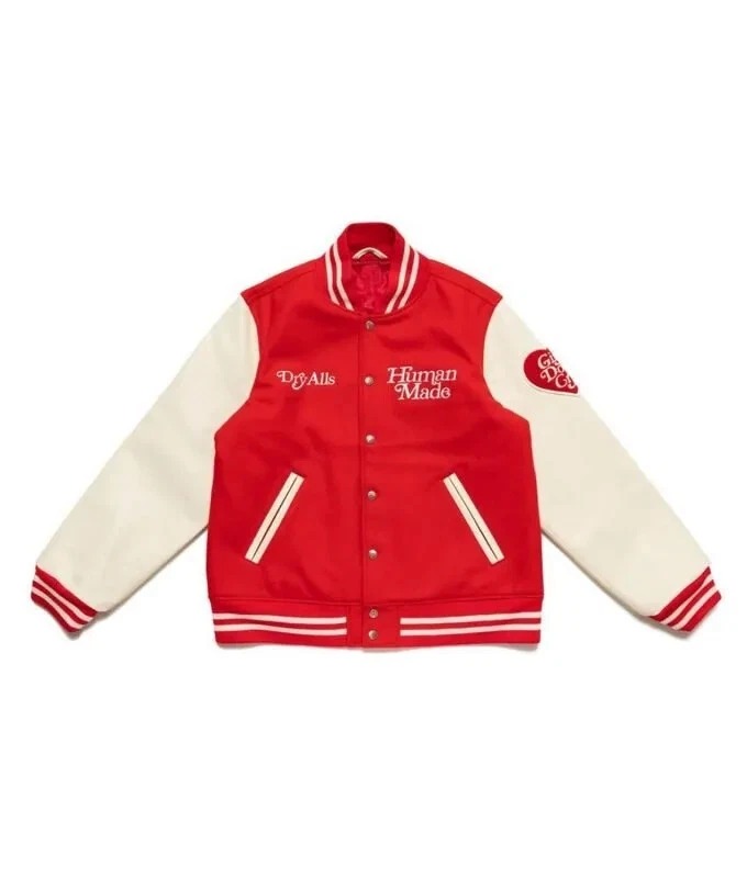 Girls Don’t Cry Dry Alls Human Made Wool Leather Letterman VarsityWomen's Jacket - Image 2