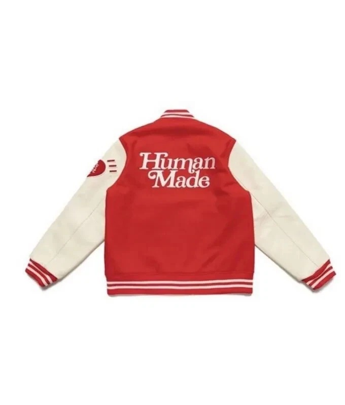 Girls Don’t Cry Dry Alls Human Made Wool Leather Letterman VarsityWomen's Jacket - Image 3