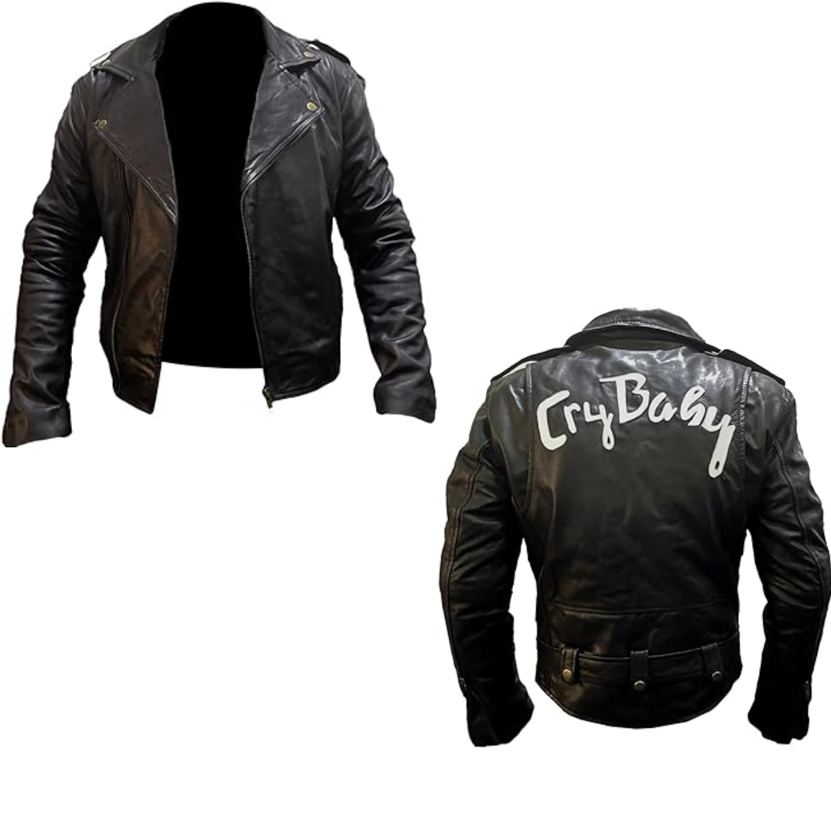 Johnny Depp Wade Walker Cry Baby Motorcycle Brando Black Leather Jacket - Image 2