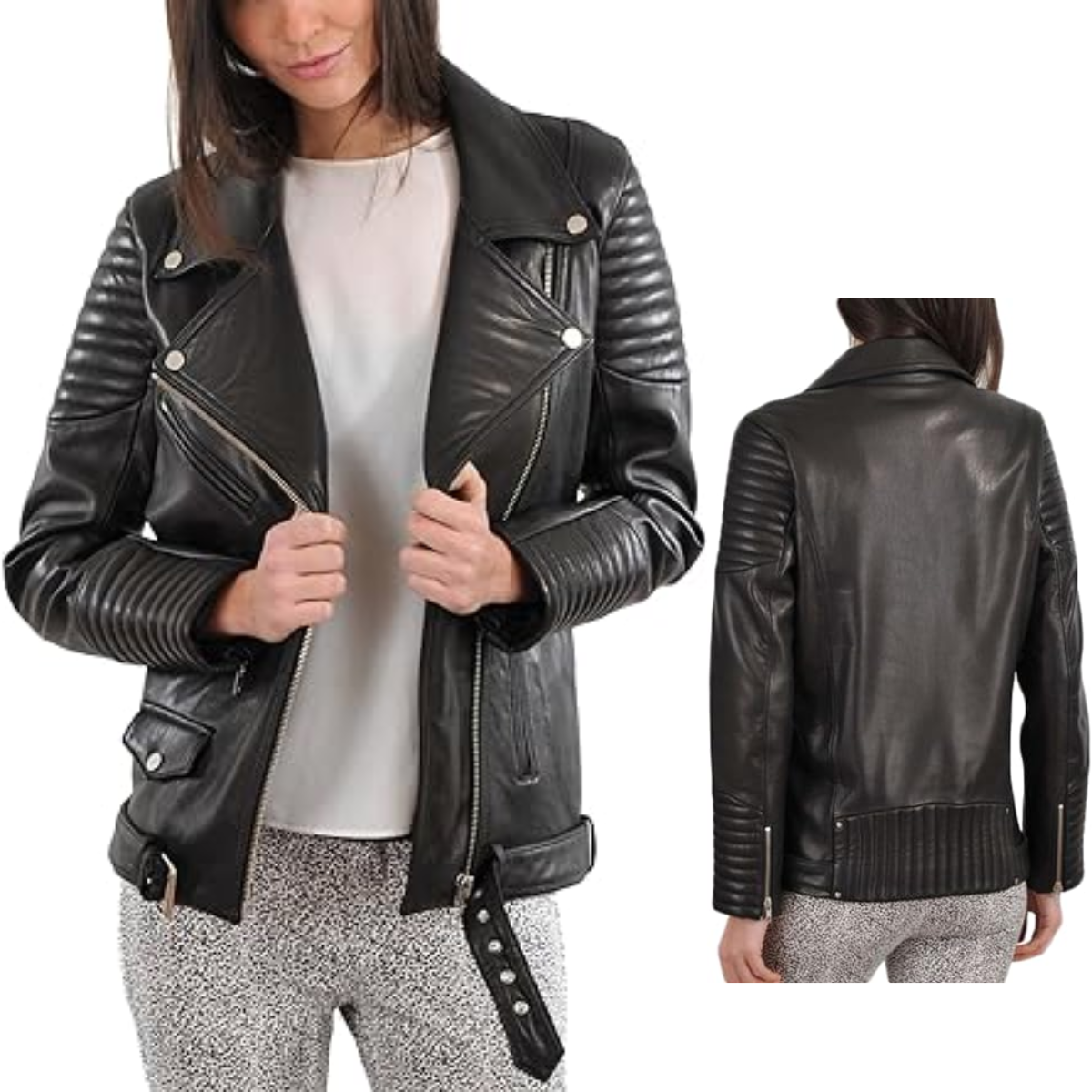 Kingdom Leather Women's Leather Jacket Coat Genuine real Pure Leather Bomber Biker Jacket - Image 2