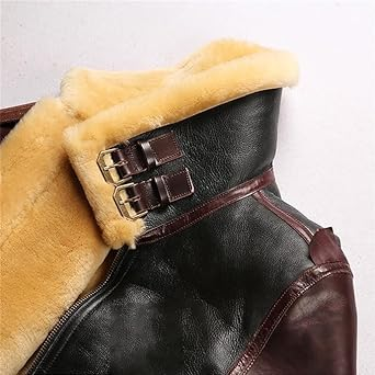 LEATHER JACKET MENS Winter B3 Bomber Shearling Windproof Outdoor Casual Coat Fur Leather Jacket - Image 4