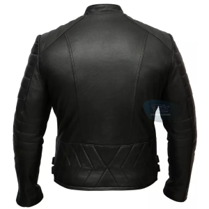 Men's Biker Vintage Motorcycle Black Retro Cafe Racer Leather Jacket