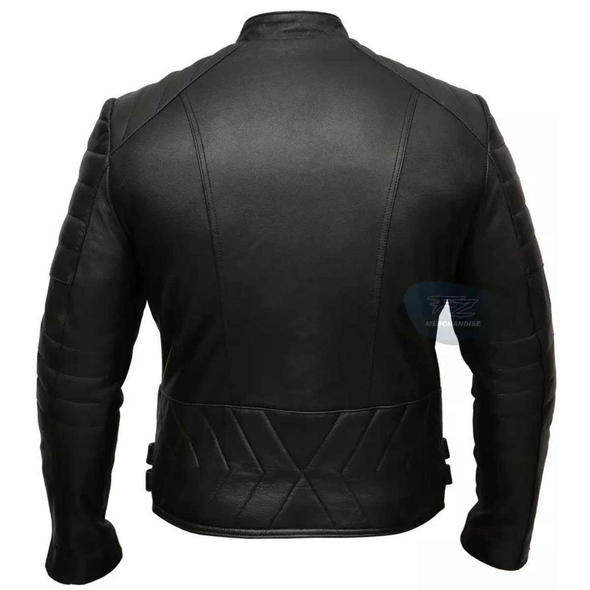 Men's Biker Vintage Motorcycle Black Retro Cafe Racer Leather Jacket - Image 2