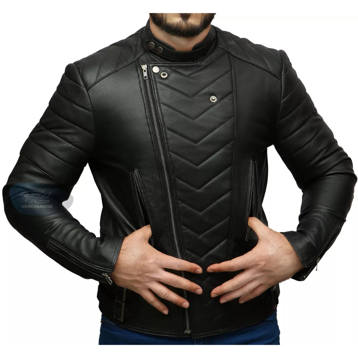 Men's Biker Vintage Motorcycle Black Retro Cafe Racer Leather Jacket