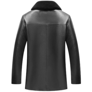 Winter Fur Collar Leather Jacket Men's Button Leather Men Loose Plus fleece Thick Men's Leather Jacket Coats