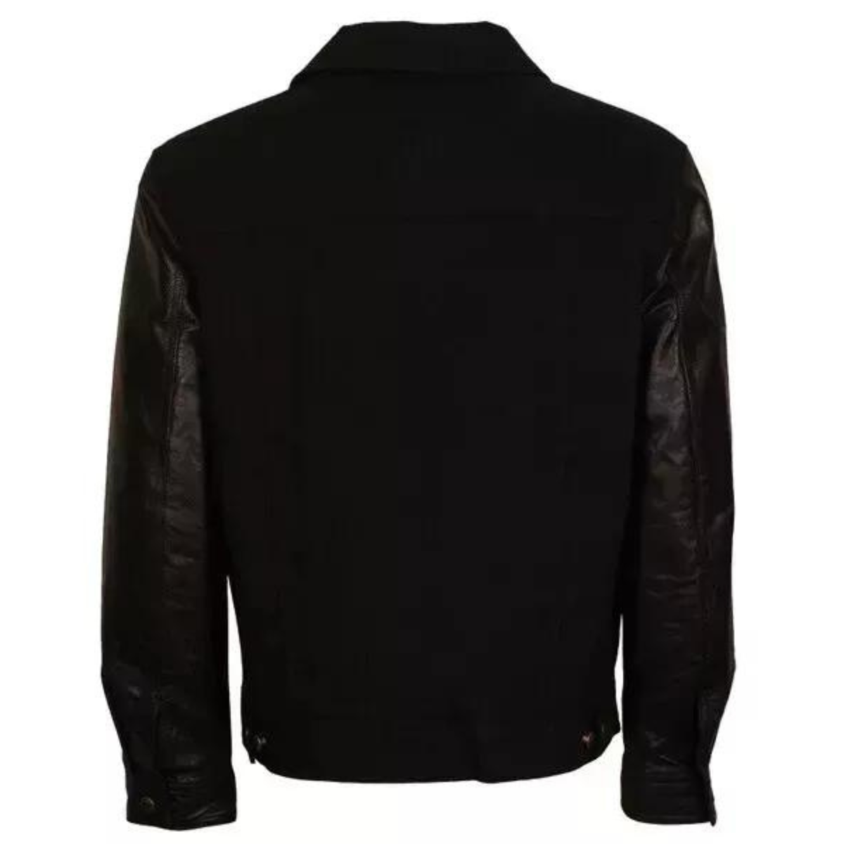 Men David Beckham Fashionable Denim Leather Sleeves Jacket - Image 4