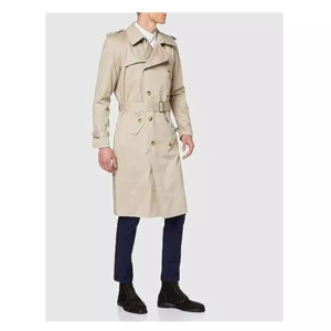 Men's Double Breasted Long Trench Coat Cotton Military Rain Mac