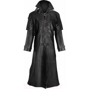 Men Gothic Fashion Leather Jacket Trench Coat Punk Vintage Parka Coat