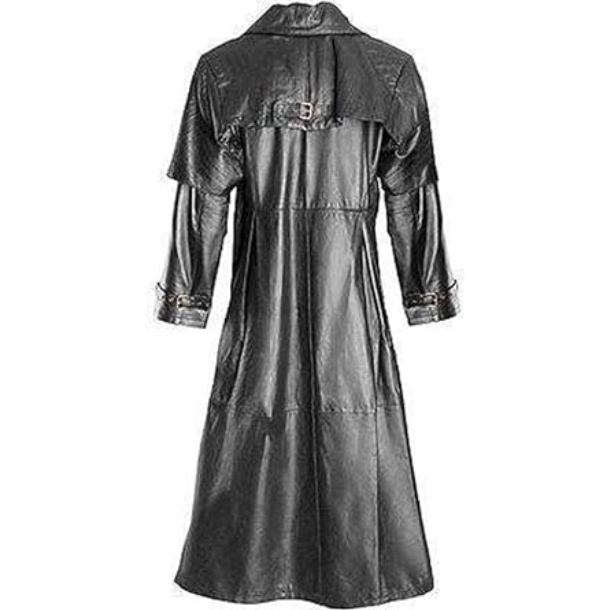 Men Gothic Fashion Leather Jacket Trench Coat Punk Vintage Parka Coat - Image 3