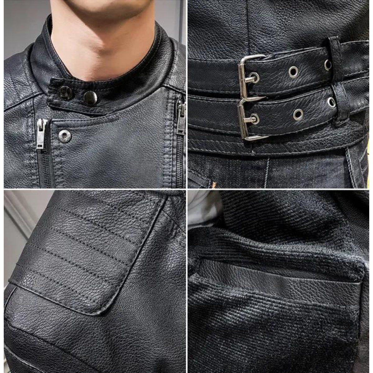 Men Leather Jacket Fashion Streetwear Spring Men's Jacket Hip Hop Lapel Zipper Jacket Men - Image 3