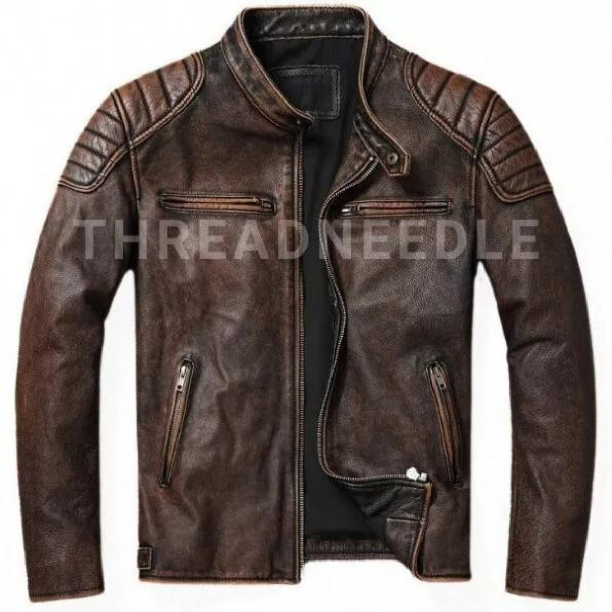 Men Leather Jacket Top Layer Cowhide Leather Clothes Men's Stand Collar Motorcycle Autumn Winter Plus Size Clothes