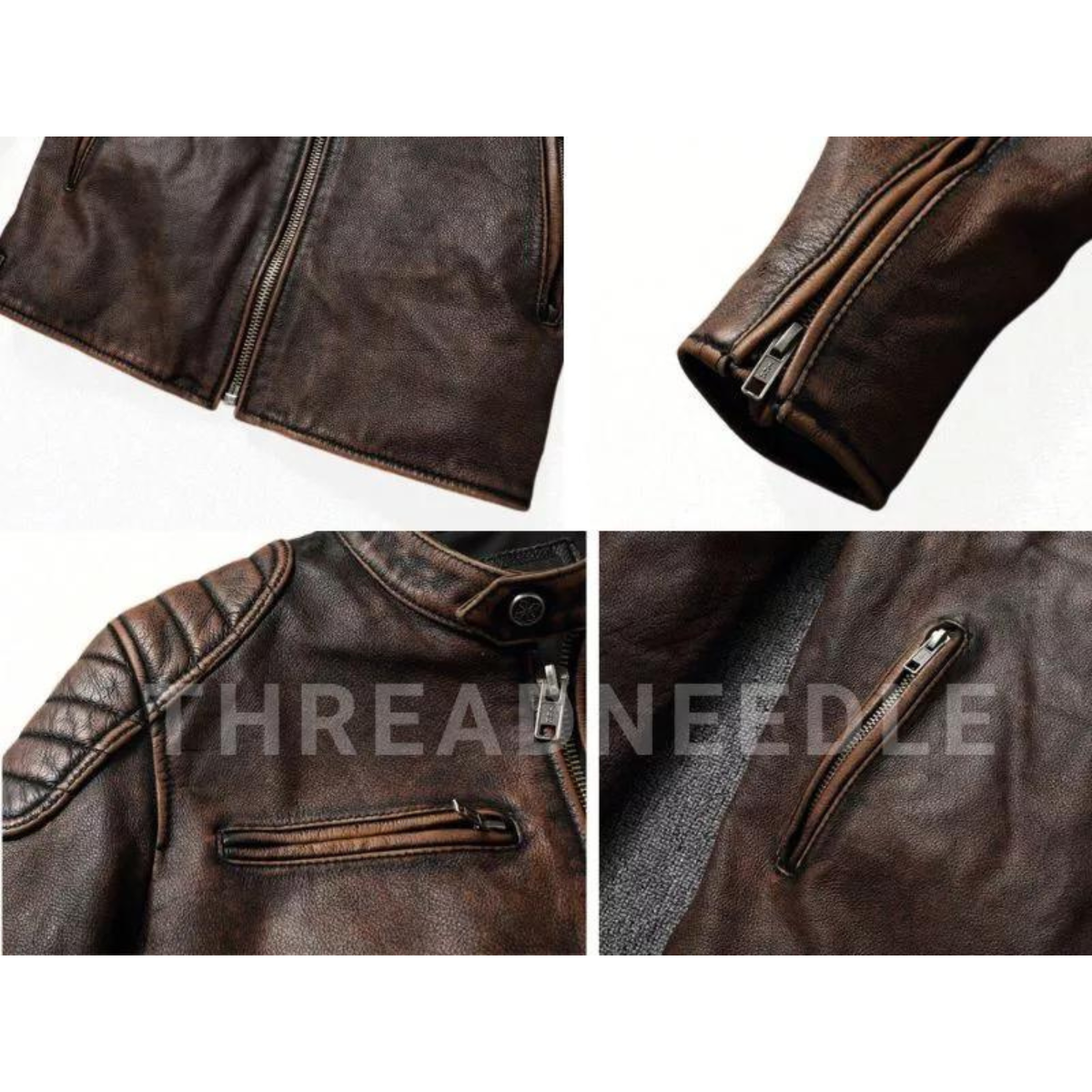 Men Leather Jacket Top Layer Cowhide Leather Clothes Men's Stand Collar Motorcycle Autumn Winter Plus Size Clothes - Image 4