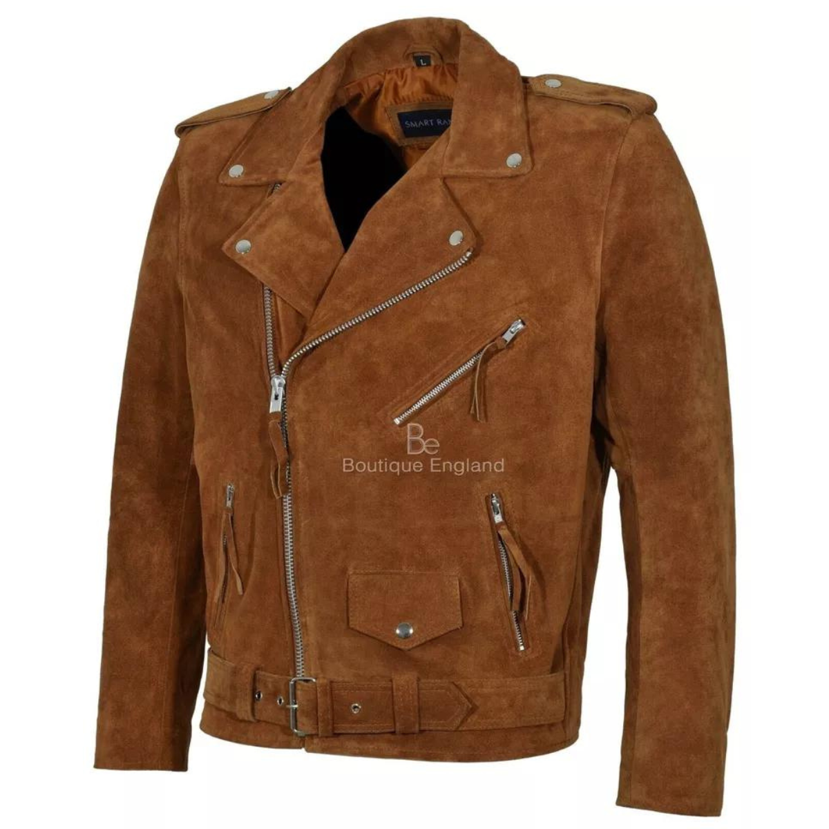 Men's Motorcycle Slim Fit Tan Brown Suede Faux leather Jacket