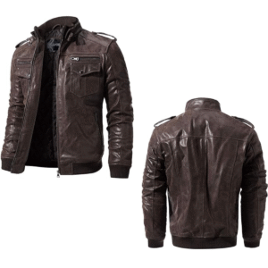 Men's Slim Fit Brown Biker Handmade Motorcycle Cafe Racer Genuine Leather Jacket