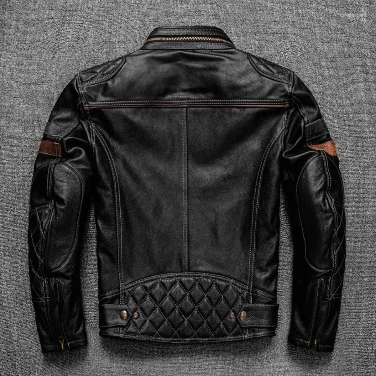 Men's Tracksuits First Layer Of Cowhide Leather Men Stand Collar Trend Motorcycle Riding Jacket - Image 3