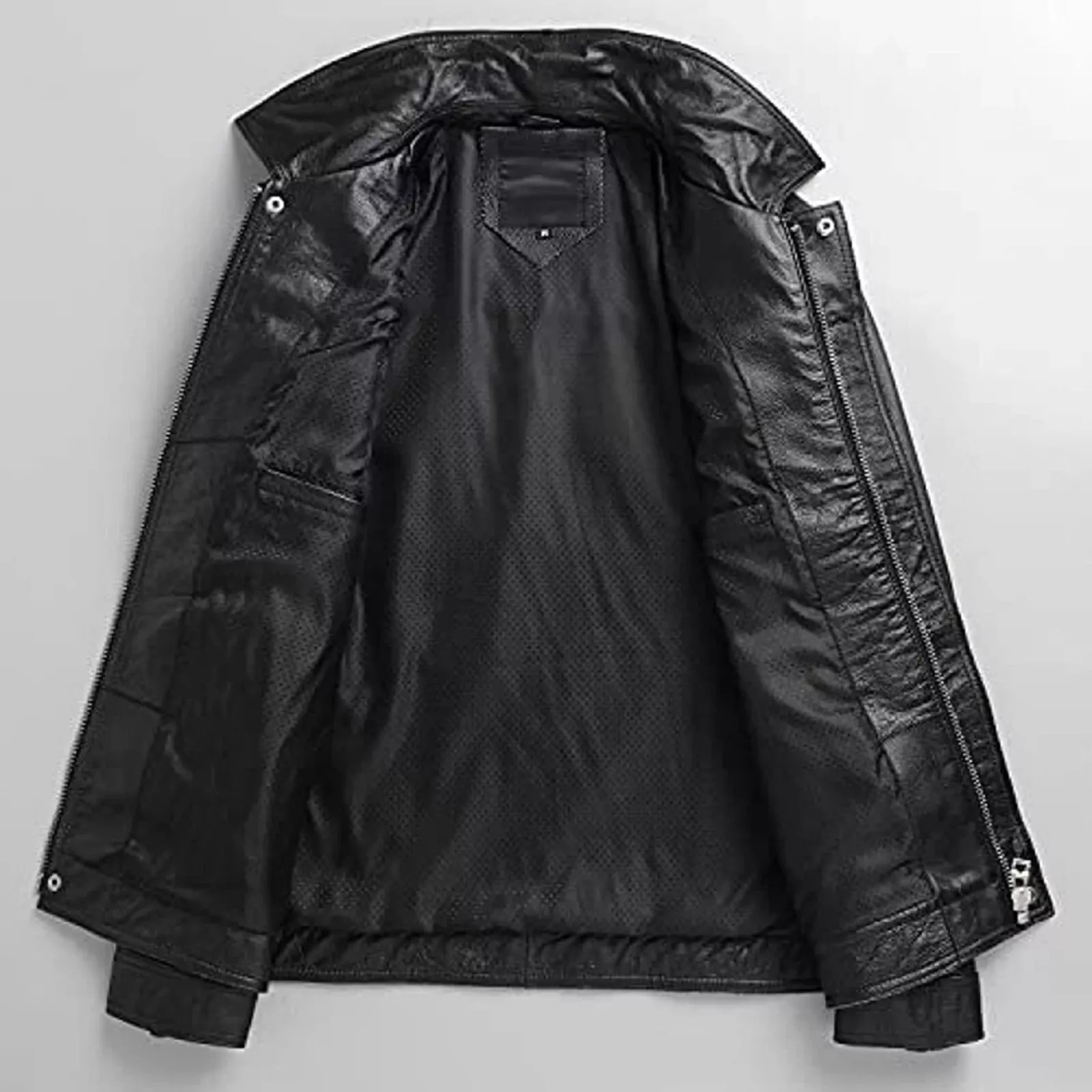 Men's Biker Flap Pocket Vintage Style Motorcycle Black Cow Hide Leather Jacket - Image 5